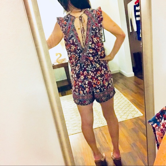 Loft Blue Floral Sleeveless Romper Size SP - Picture 4 of 8